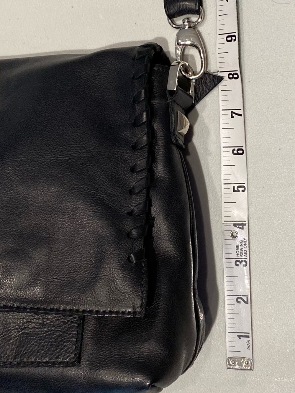 Carla Mancini Black Leather Shoulder Bag with Whipstitch Detail - Picture 6 of 9